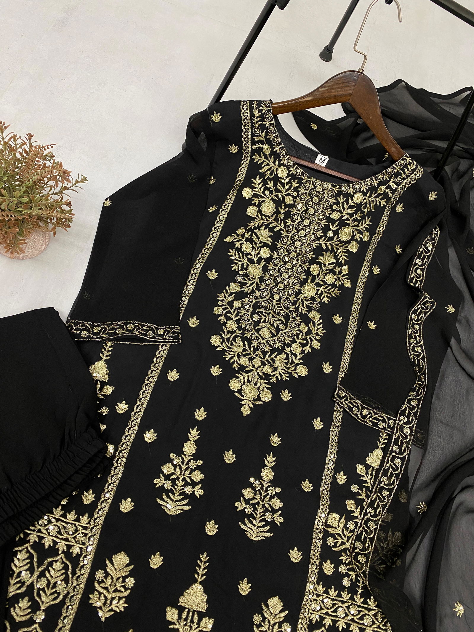 AK 293 Georgette Embroidered Pakistani Kurti Bottom With Dupatta Wholesale Onine